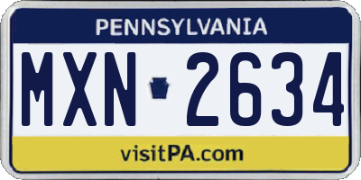 PA license plate MXN2634