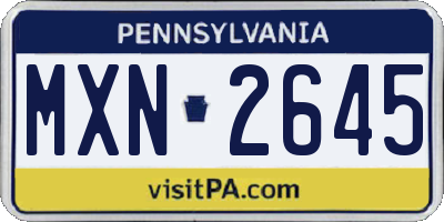 PA license plate MXN2645