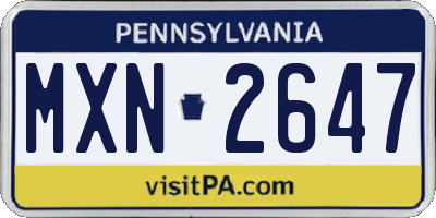 PA license plate MXN2647