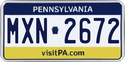 PA license plate MXN2672