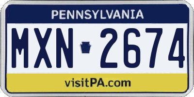PA license plate MXN2674
