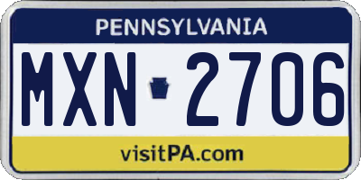 PA license plate MXN2706