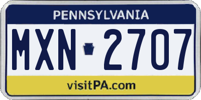 PA license plate MXN2707