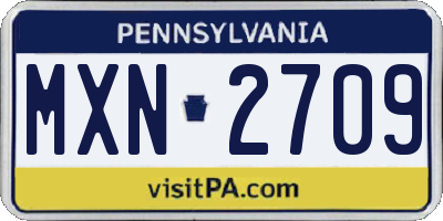PA license plate MXN2709