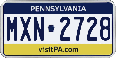 PA license plate MXN2728