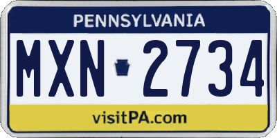 PA license plate MXN2734