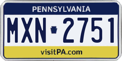 PA license plate MXN2751