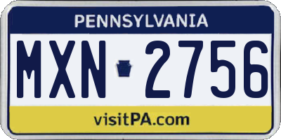 PA license plate MXN2756