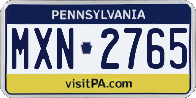 PA license plate MXN2765