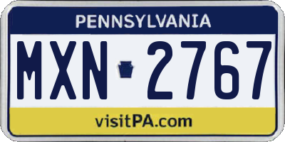 PA license plate MXN2767