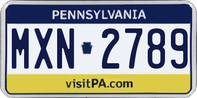 PA license plate MXN2789