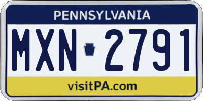 PA license plate MXN2791