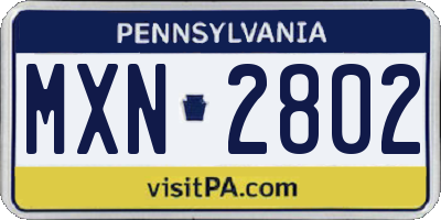 PA license plate MXN2802