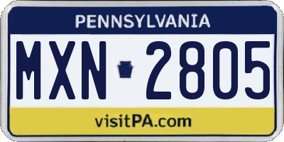 PA license plate MXN2805