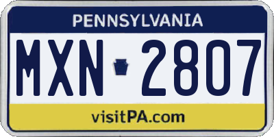 PA license plate MXN2807