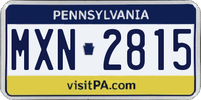 PA license plate MXN2815