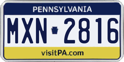 PA license plate MXN2816