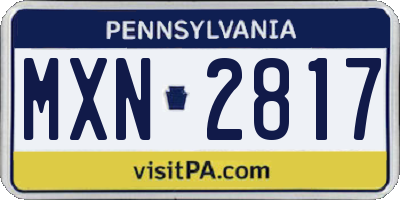 PA license plate MXN2817