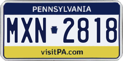 PA license plate MXN2818