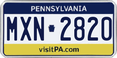 PA license plate MXN2820
