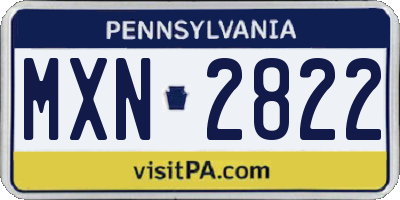 PA license plate MXN2822