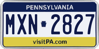 PA license plate MXN2827