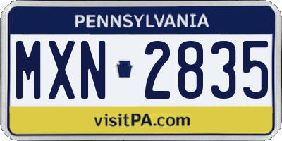 PA license plate MXN2835