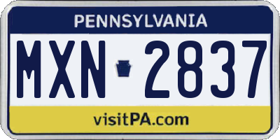 PA license plate MXN2837