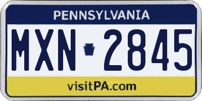 PA license plate MXN2845