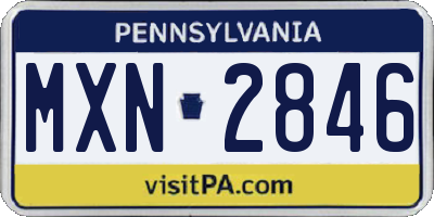 PA license plate MXN2846