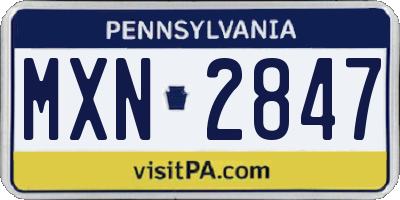 PA license plate MXN2847