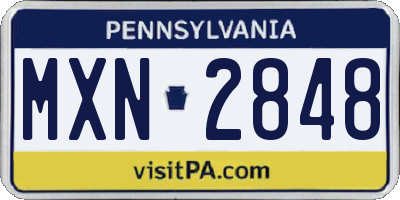 PA license plate MXN2848