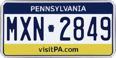 PA license plate MXN2849