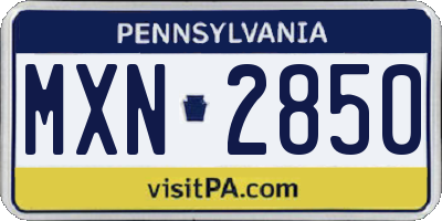PA license plate MXN2850