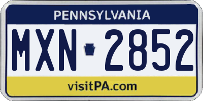PA license plate MXN2852
