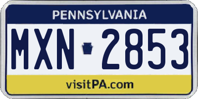 PA license plate MXN2853
