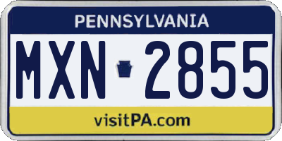 PA license plate MXN2855