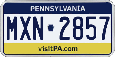 PA license plate MXN2857