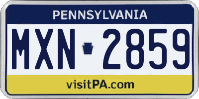 PA license plate MXN2859