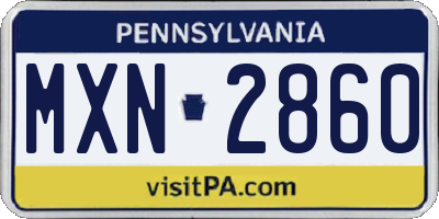 PA license plate MXN2860