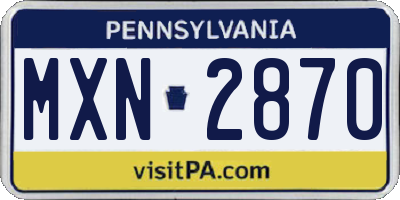 PA license plate MXN2870