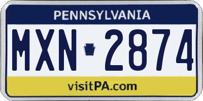 PA license plate MXN2874