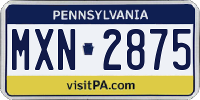 PA license plate MXN2875