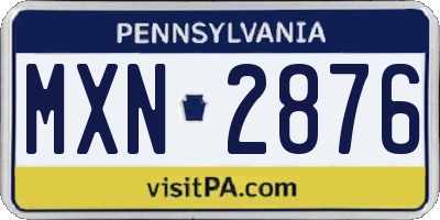 PA license plate MXN2876