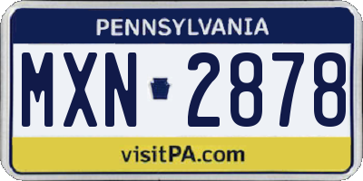 PA license plate MXN2878