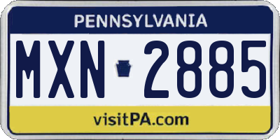 PA license plate MXN2885