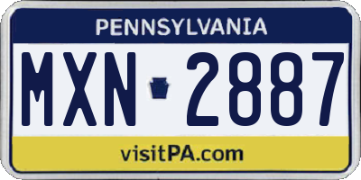 PA license plate MXN2887