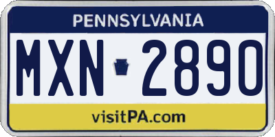 PA license plate MXN2890
