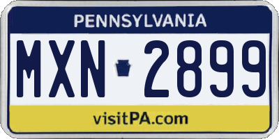 PA license plate MXN2899