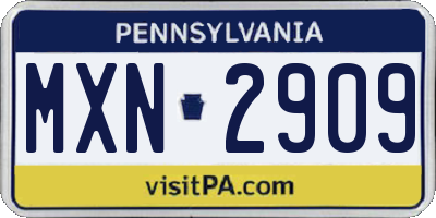 PA license plate MXN2909